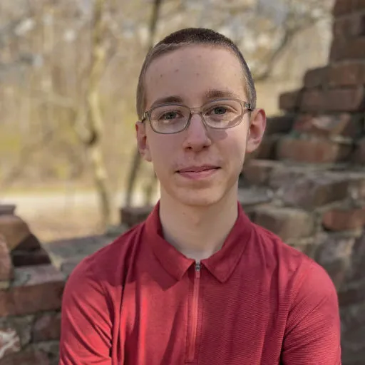 a photo of kieran with a red shirt